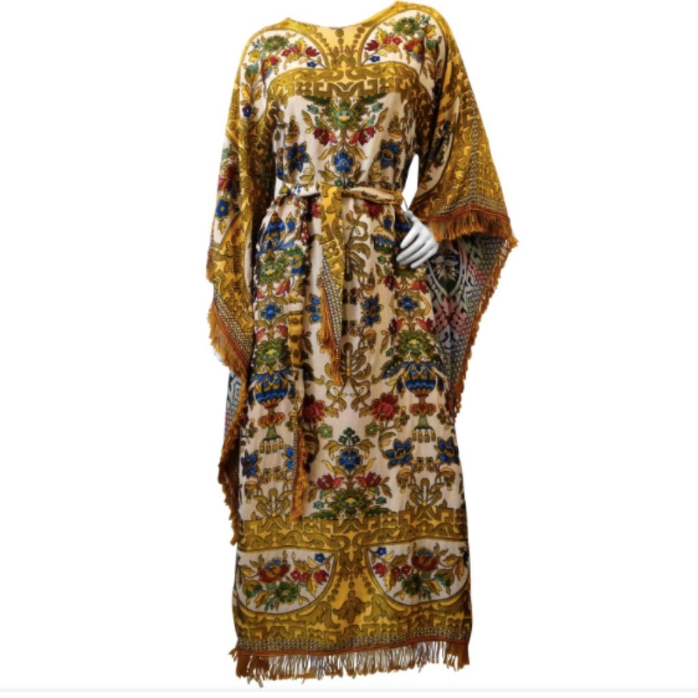 Georgie Keyloun 1970s Angel Wing Tapestry Kaftan Dress